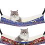 peças reversível cat hammock soft respirável pet cage hammock com alça de ombro ajustável e gancho de metal dupla face hammock para gato pequeno cão coelho