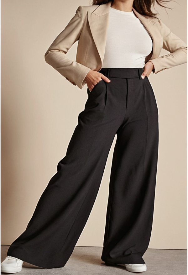Calças de trabalho de cintura alta das senhoras business casual wear 2024 escritório vestido formal calça com bolso