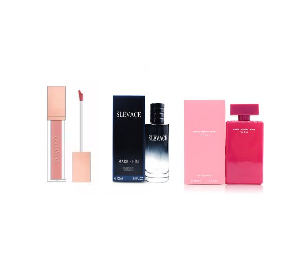 Caixa de presente de perfume duplo de zhencai bloqueio de cor---não-tocha copo lábio mel + mulheres perfume & conjunto de perfume masculino