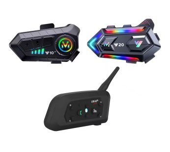 Conjunto-4 itens Fone de ouvido interfone para Capacete de Motocicleta BT5.3 Fácil de atender chamadas Longo Tempo de espera