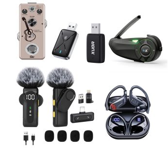 Afinador de guitarra elétrica+Fone de ouvido Bluetooth para capacete+adaptador carplay+microfone de lapela+Fone de ouvido Bluetooth