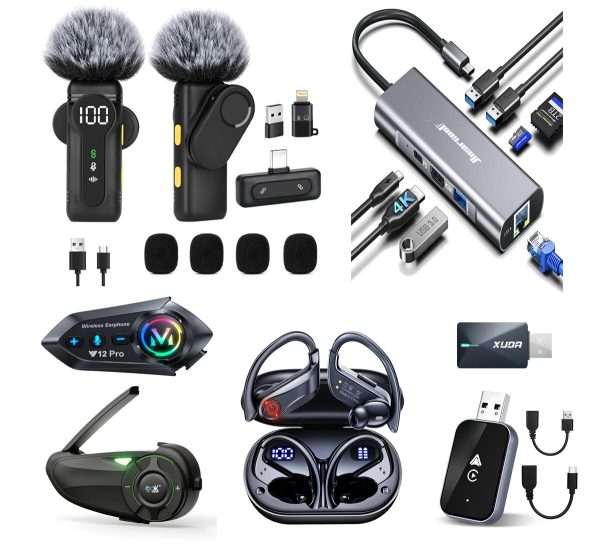 Fone de ouvido Bluetooth+microfone de lapela+adaptador carplay+Fone de ouvido Bluetooth para capacete+hub integrador