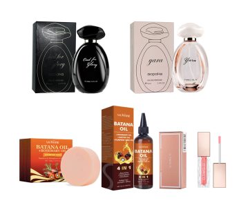 Zhen beauty care 6PCS caixa de presente- copo não-tocante lábio mel + perfume duplo para homens e mulheres & óleo de tratamento de cabelo batana & rosemary limpeza profunda shampoo sabão