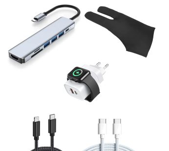 Kit Completo de Carregamento e Luvas Touchscreen: Cabos Universais + Luva para Clima Frio