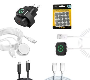 Tapetes para pés da mesa+Cabo de carregamento Lightning para typeC+Cabo de carregamento duplo type-c+Cabo de carregamento duplo para relógio com conector c+Bloqueio de carregamento preto+Cabo de carregamento para relógio USBA